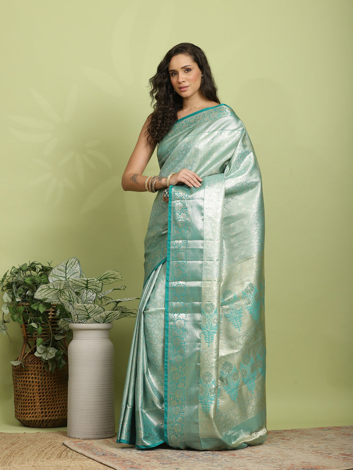Green Woven Design Art Silk Saree