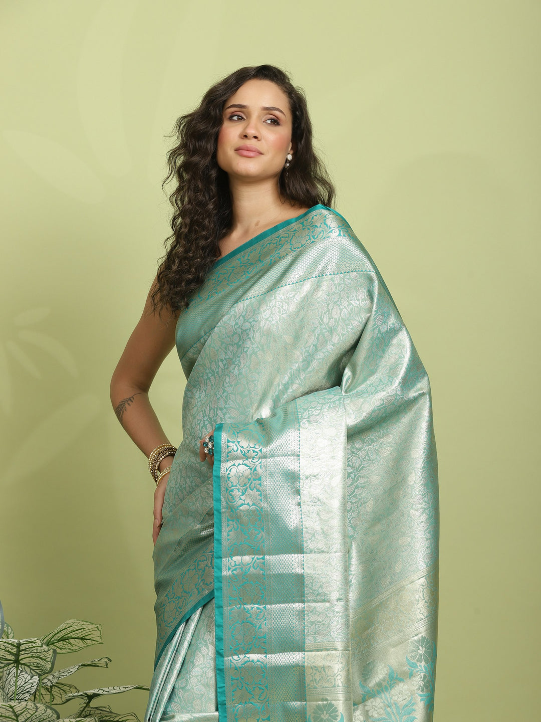 Green Woven Design Art Silk Saree