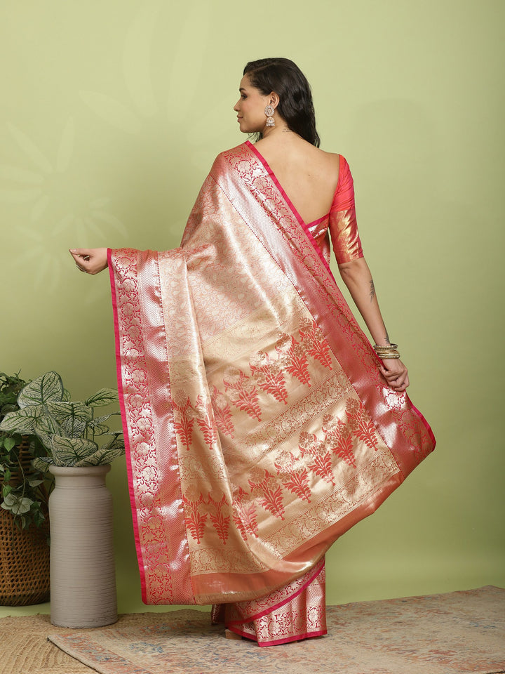 Rust Woven Design Art Silk Saree