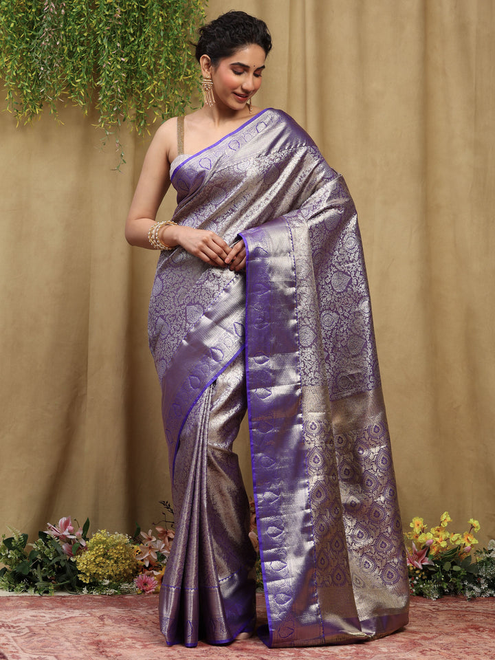 Lavender Kalamkari Woven Design Art Silk Saree