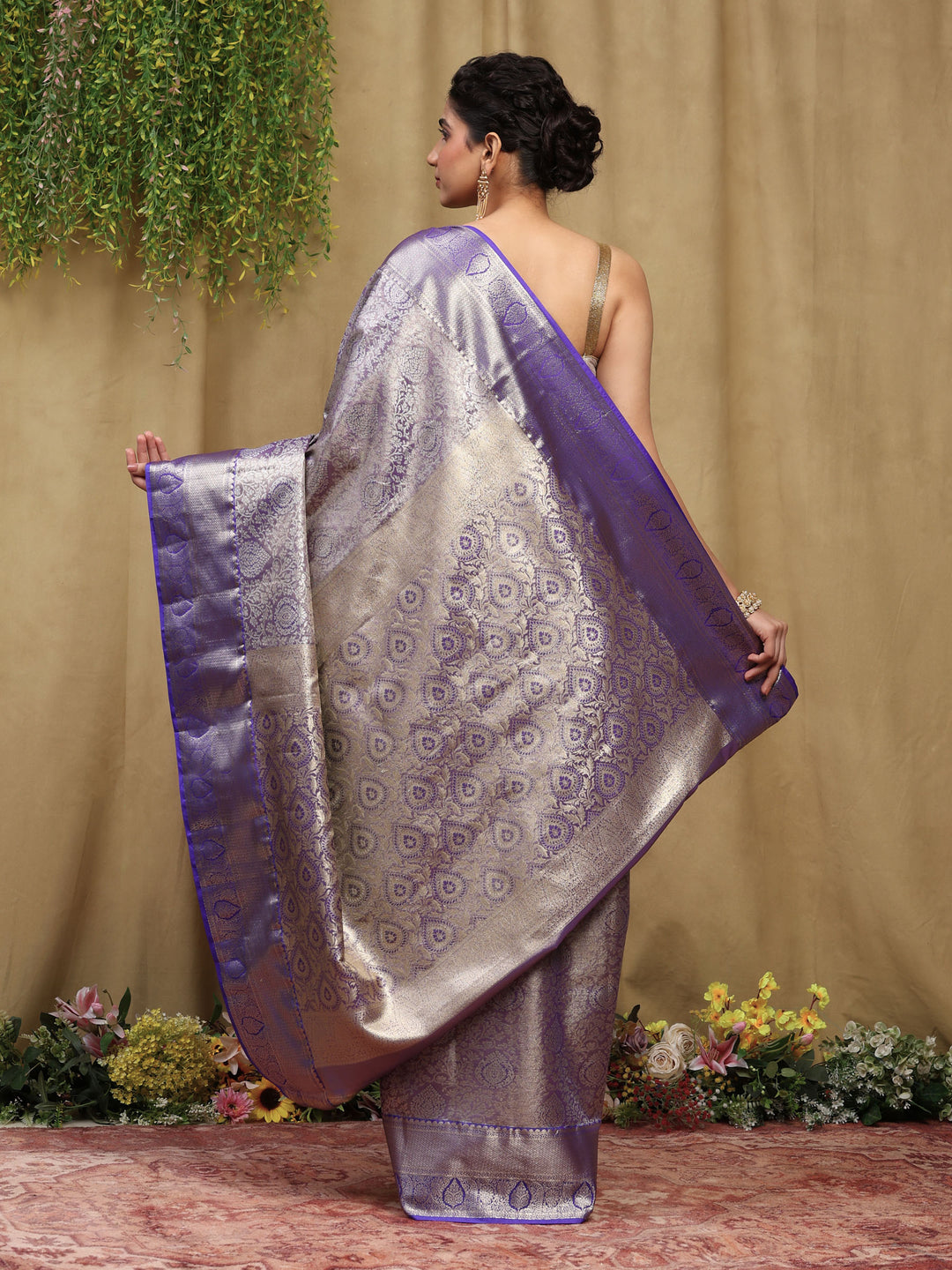 Lavender Kalamkari Woven Design Art Silk Saree