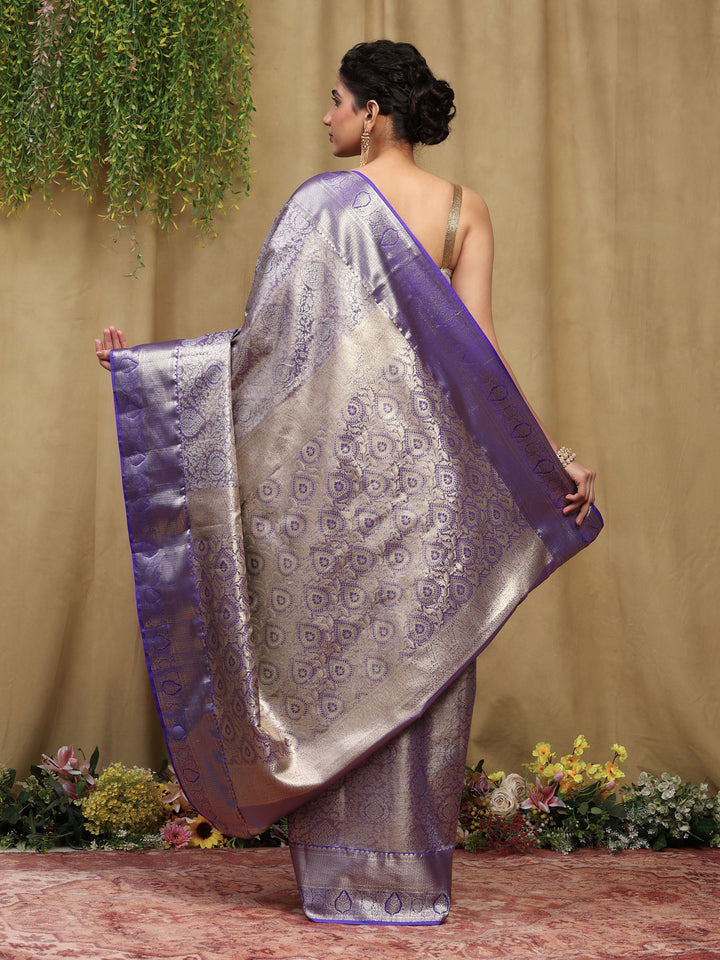 Lavender Kalamkari Woven Design Art Silk Saree