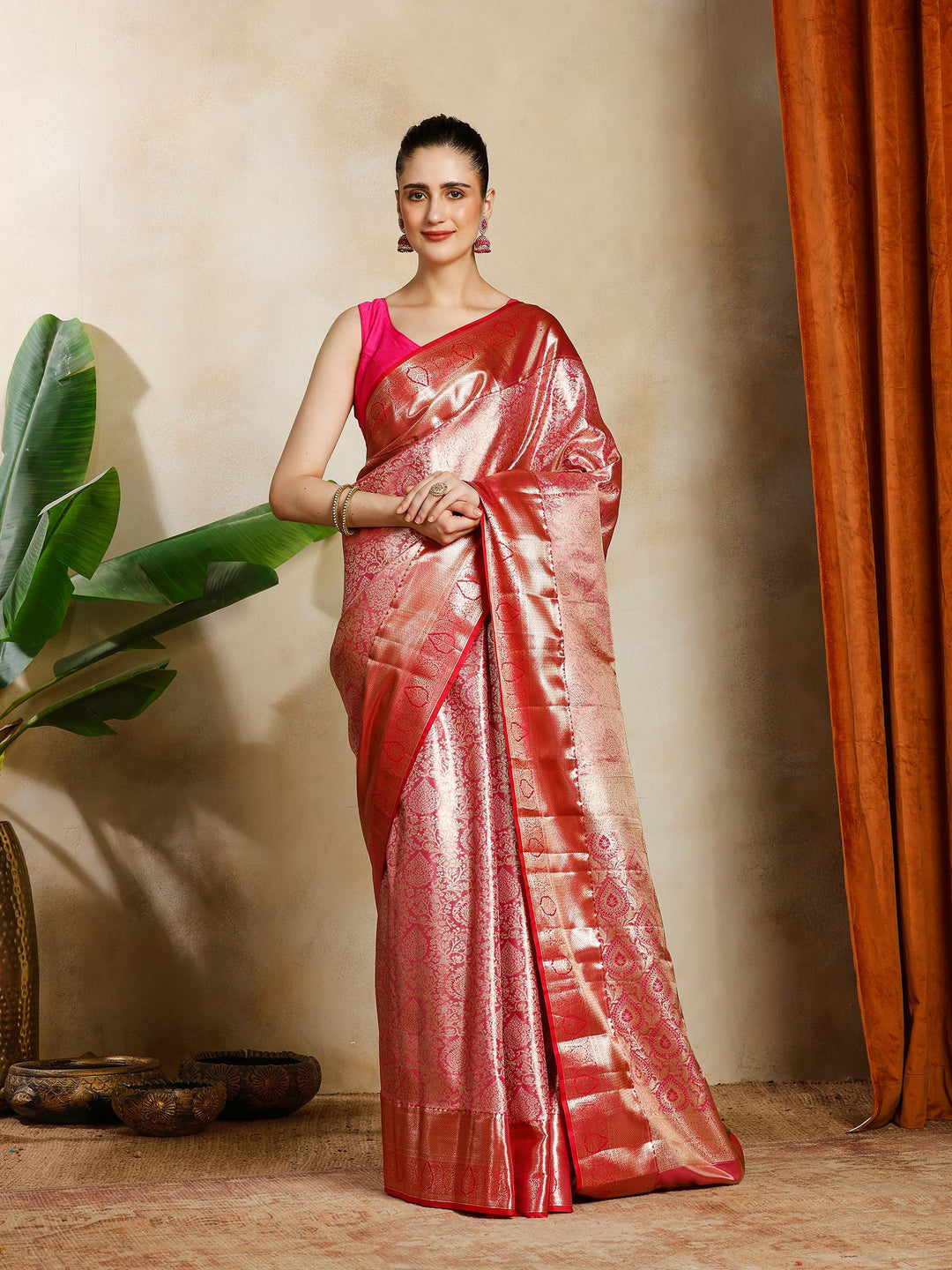 Rani Kalamkari Woven Design Art Silk Saree
