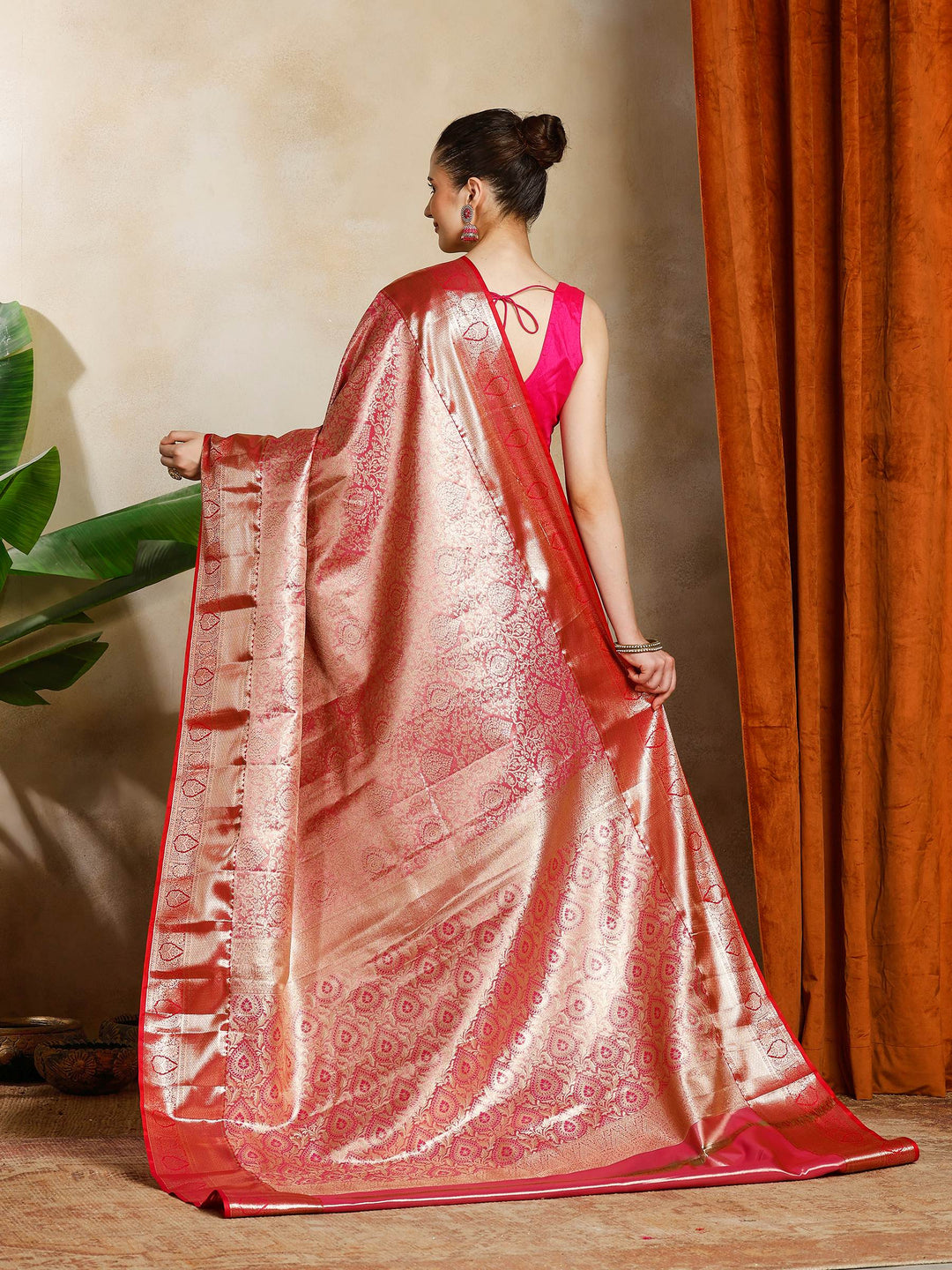 Rani Kalamkari Woven Design Art Silk Saree