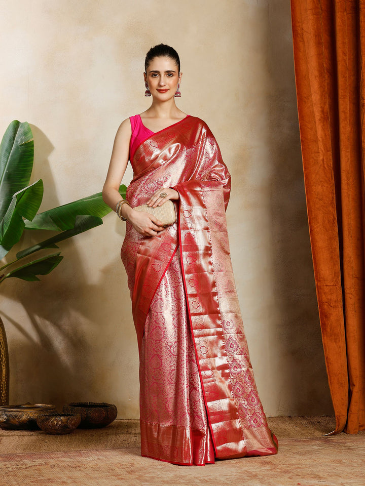 Rani Kalamkari Woven Design Art Silk Saree