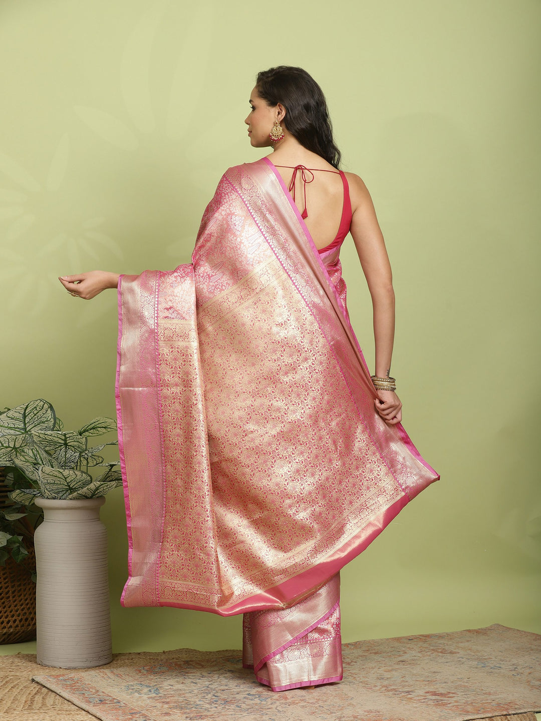 Fuschia Pink Woven Design Art Silk Saree