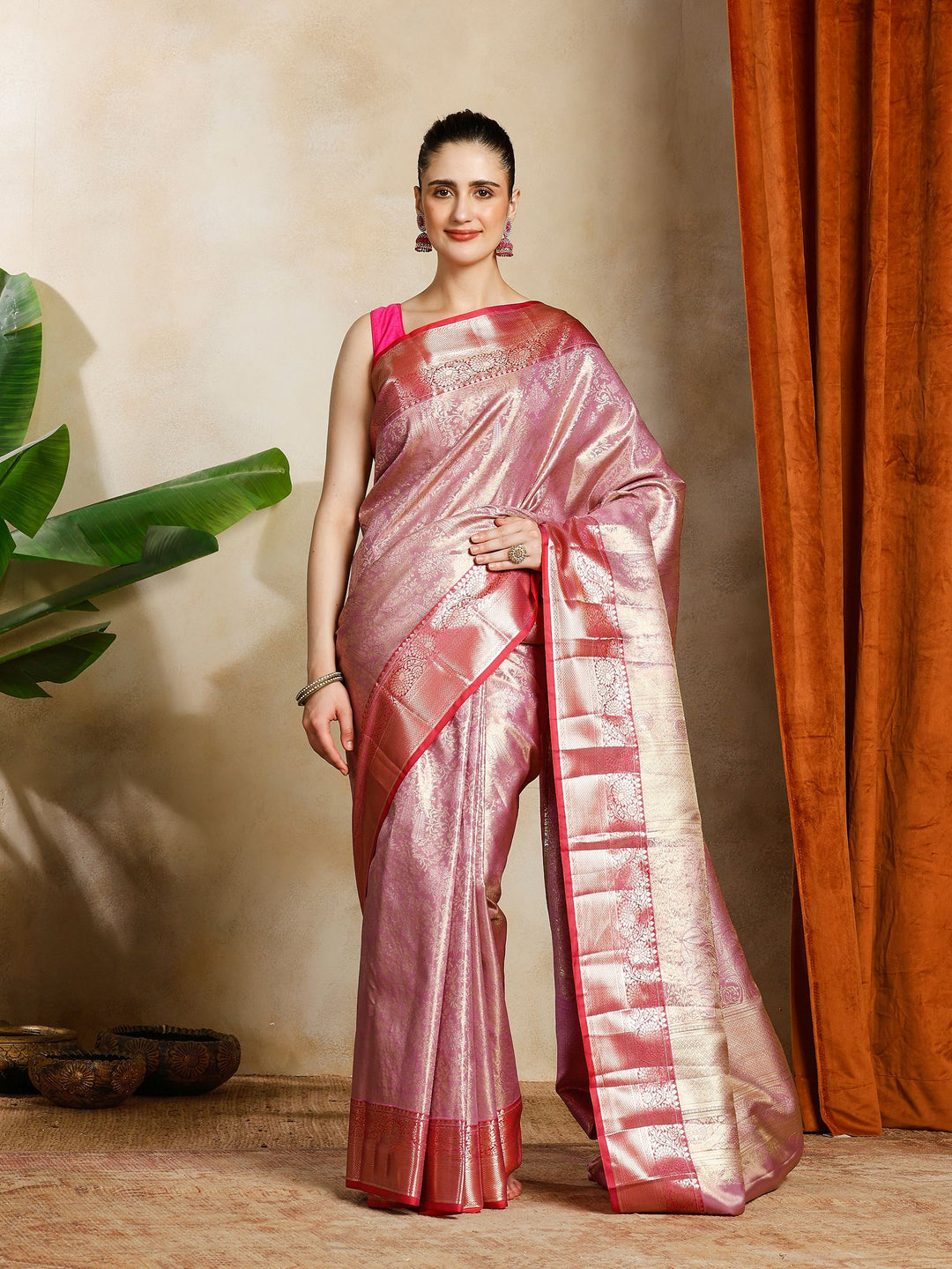 Lavender Kalamkari Woven Design Art Silk Saree