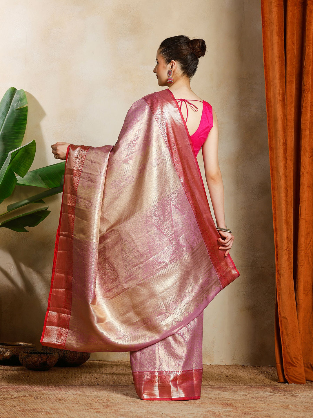 Lavender Kalamkari Woven Design Art Silk Saree
