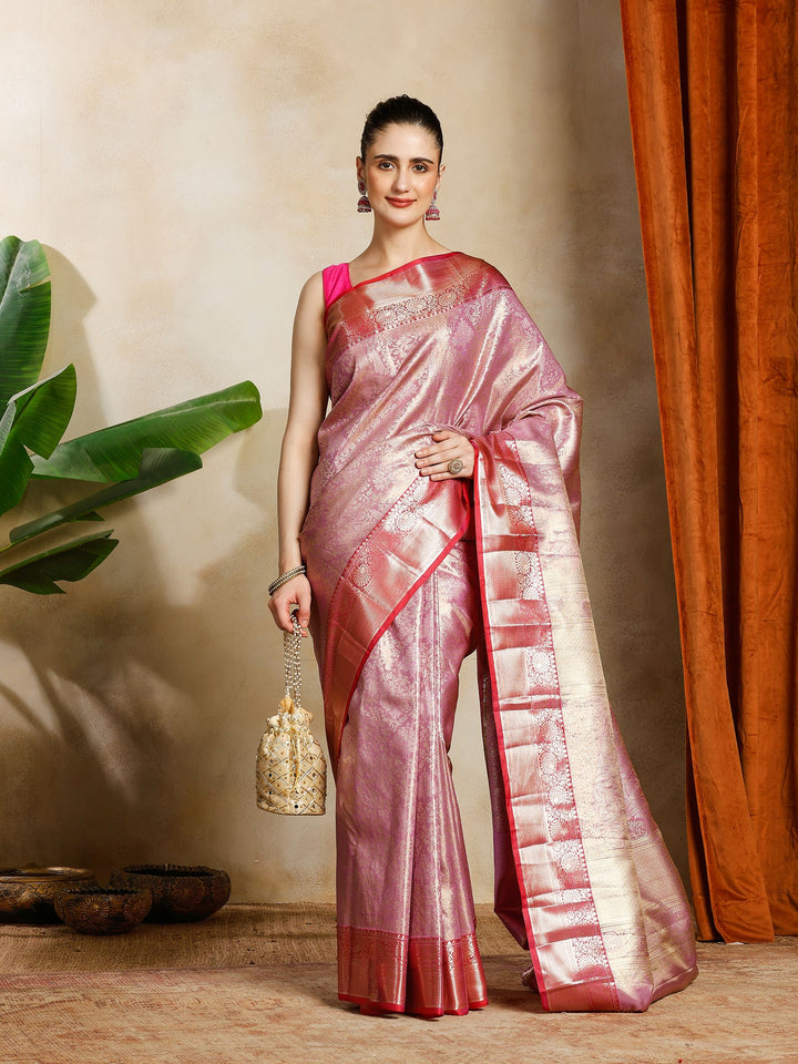 Lavender Kalamkari Woven Design Art Silk Saree