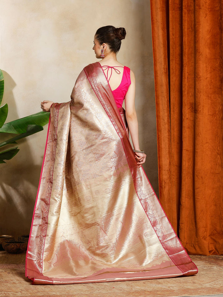 Mauve Kalamkari Woven Design Art Silk Saree