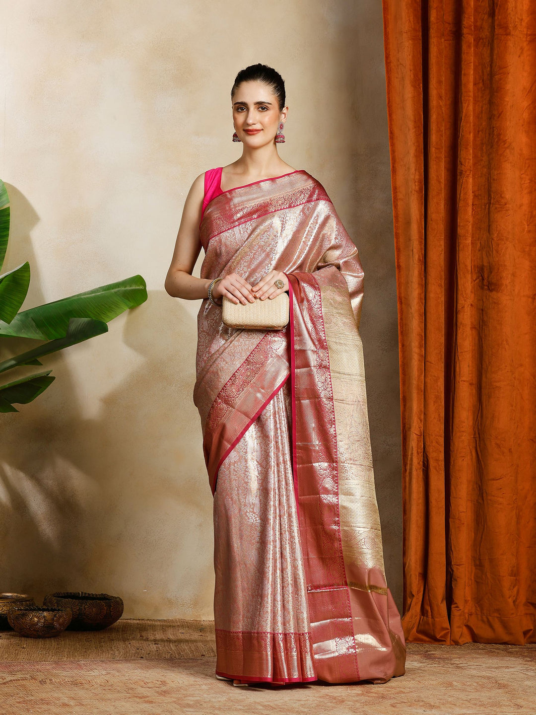 Mauve Kalamkari Woven Design Art Silk Saree
