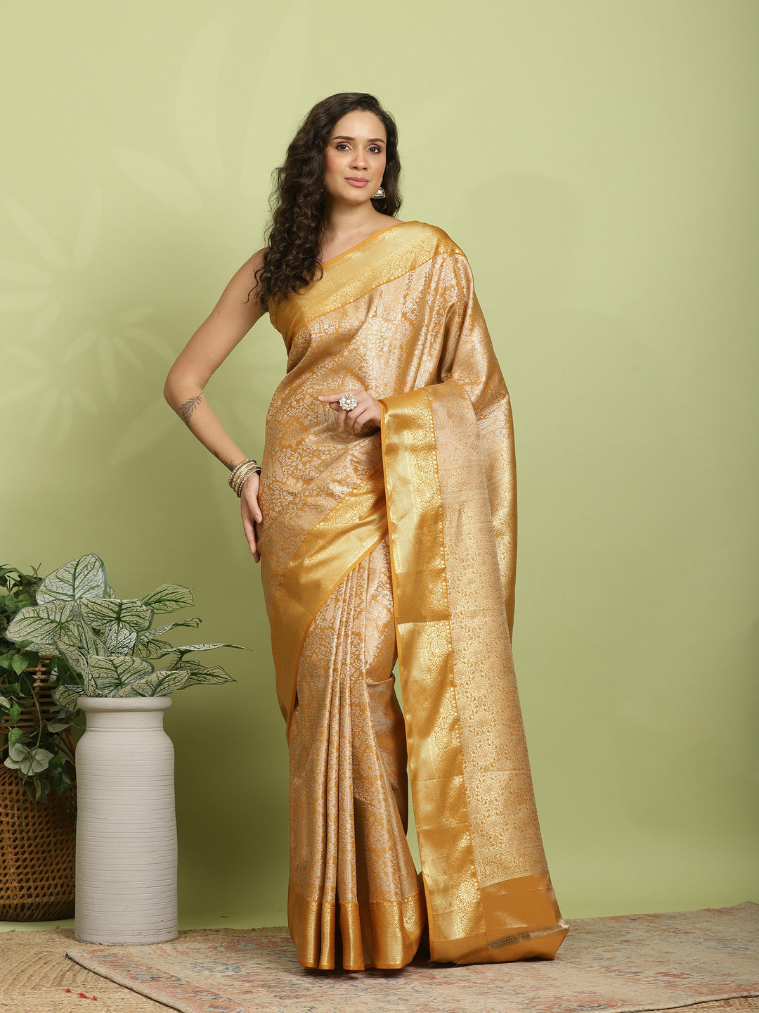 Mustard Woven Design Art Silk Saree