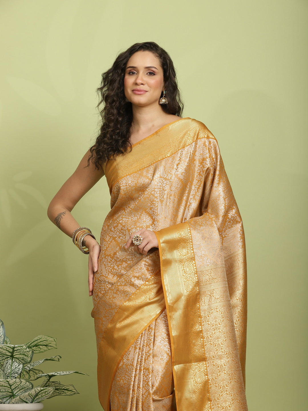 Mustard Woven Design Art Silk Saree