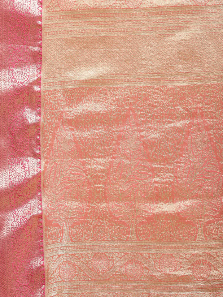 Peach Woven Design Art Silk Saree