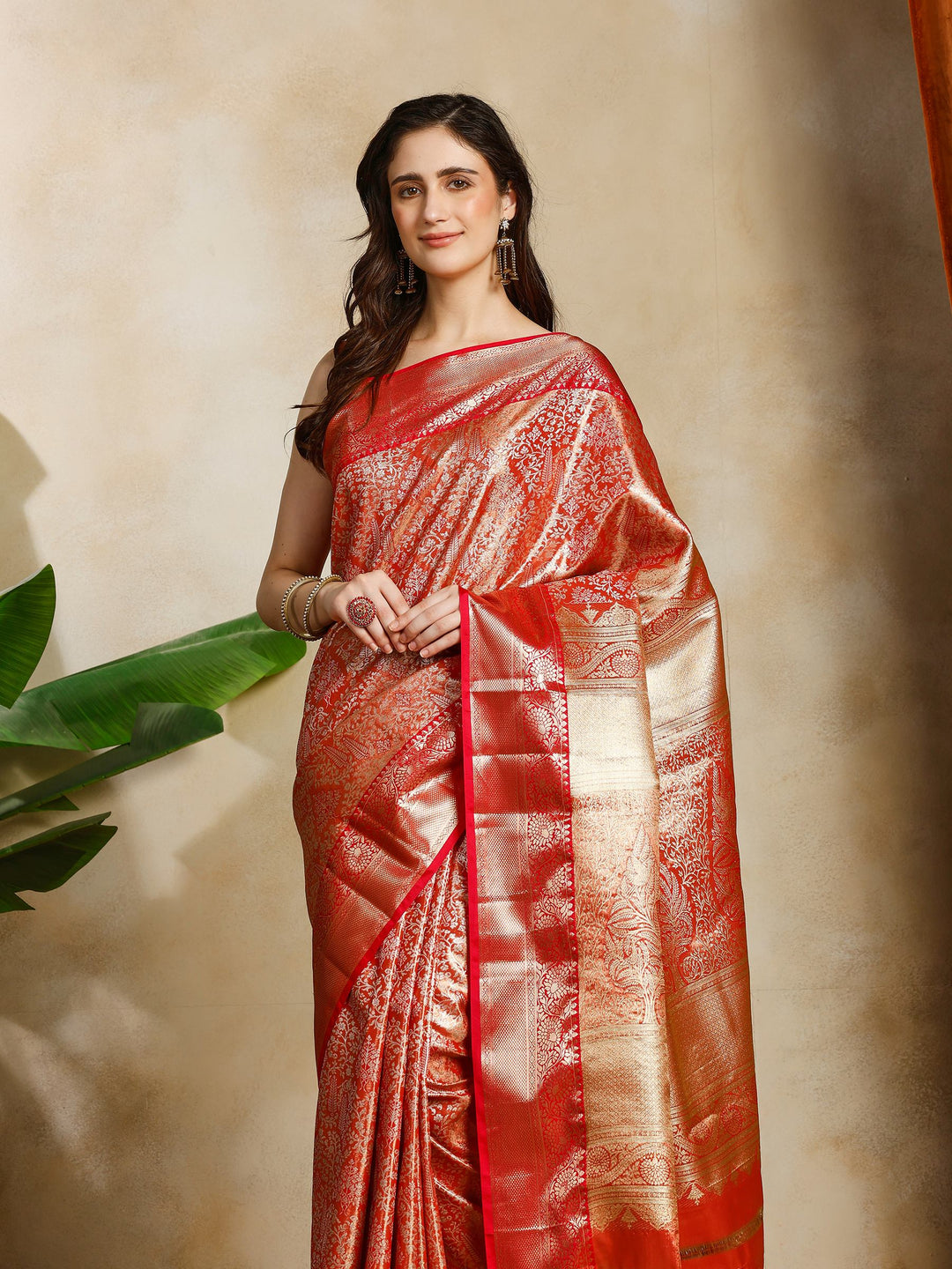 Rust Kalamkari Woven Design Art Silk Saree
