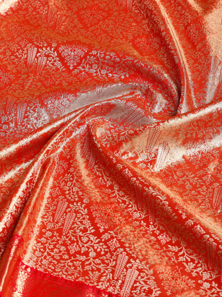 Rust Kalamkari Woven Design Art Silk Saree