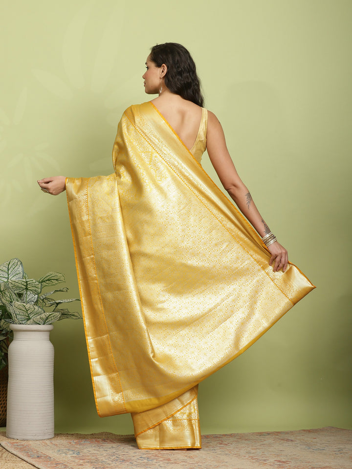 Yellow Woven Design Art Silk Saree