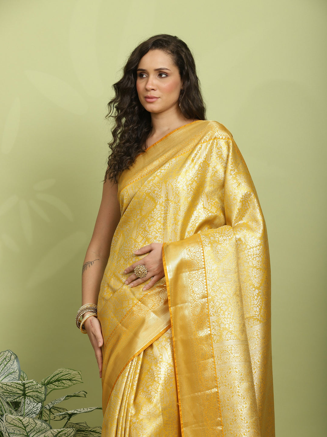Yellow Woven Design Art Silk Saree