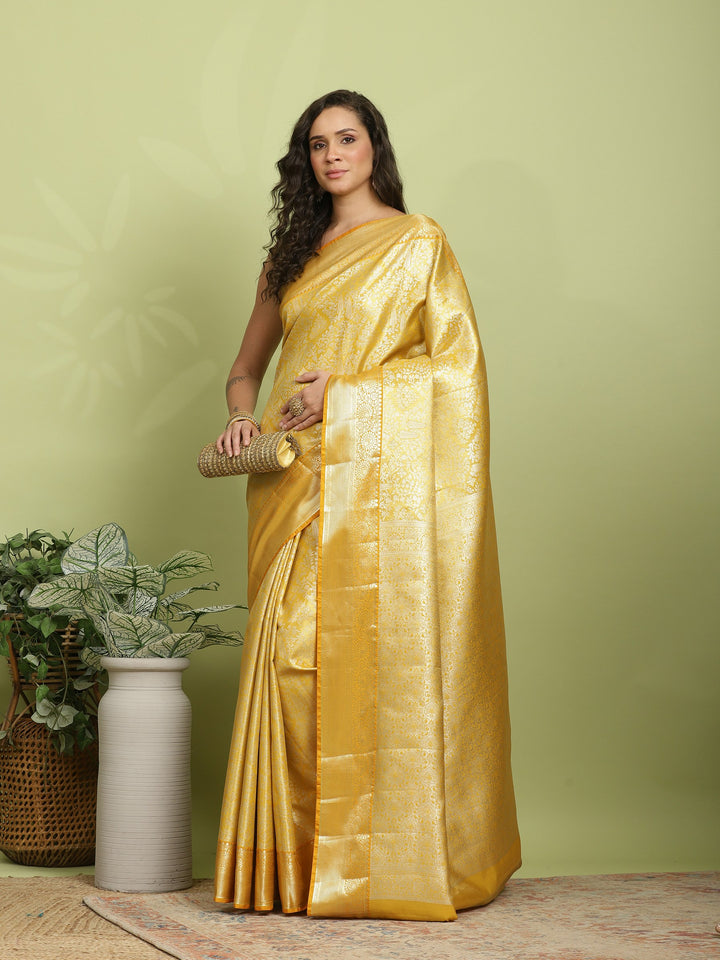Yellow Woven Design Art Silk Saree
