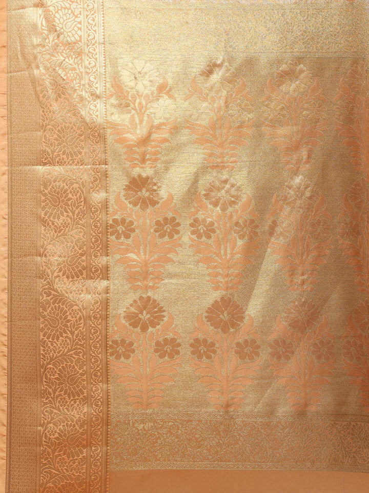 Peach Kalamkari Woven Design Art Silk Saree