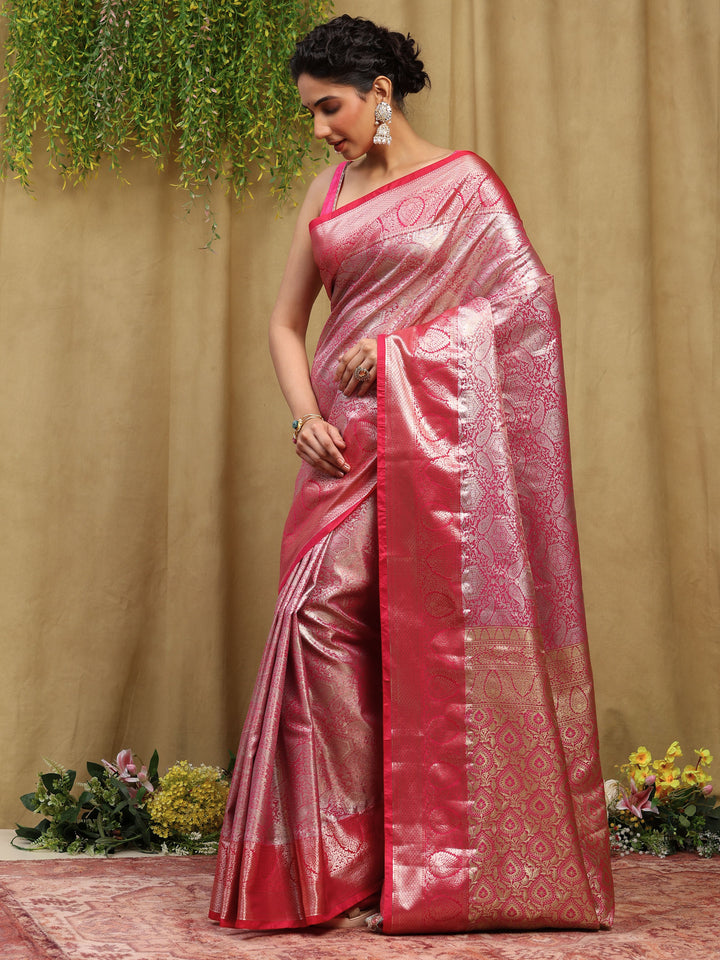 Rani Kalamkari Woven Design Art Silk Saree