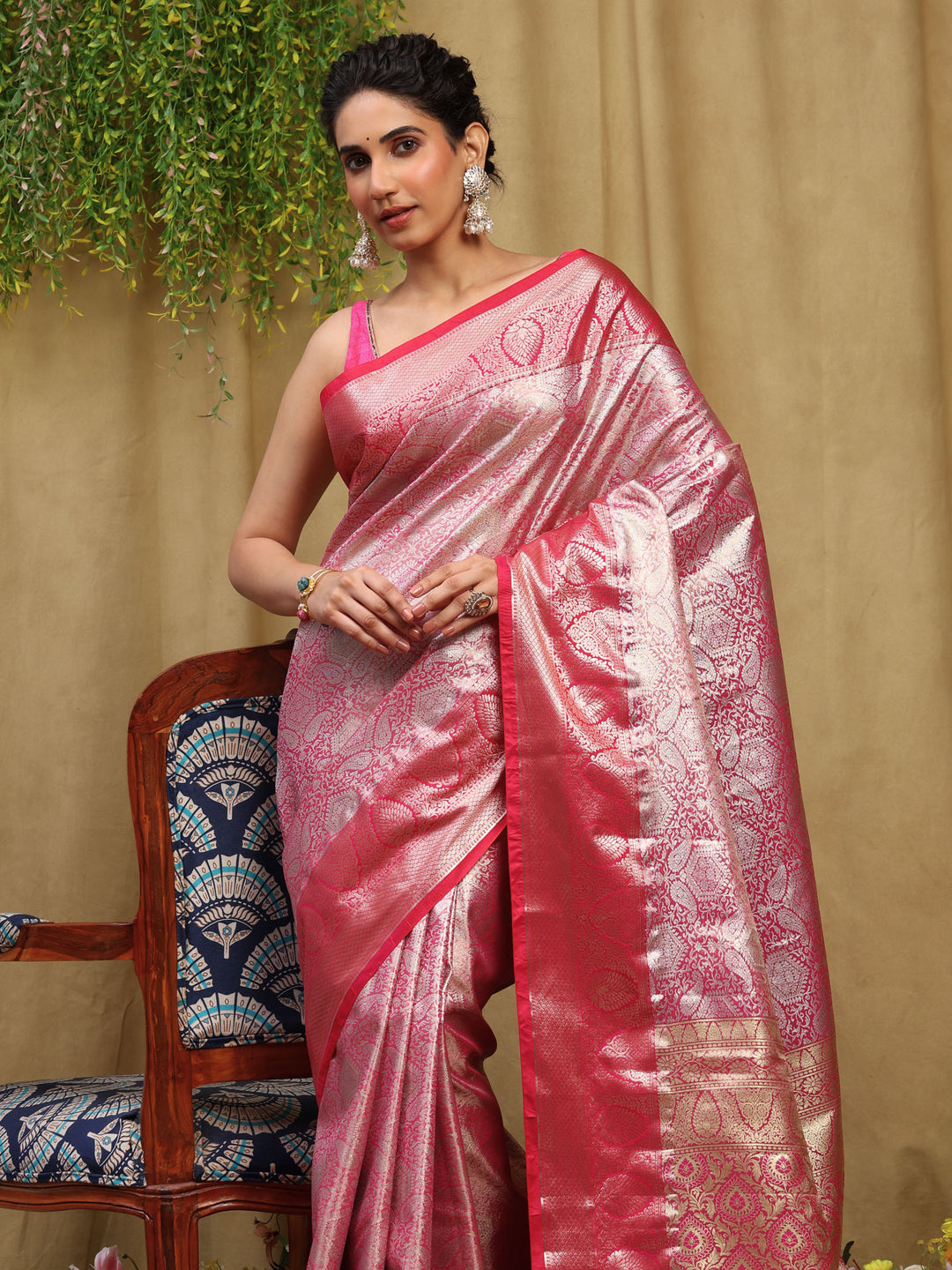 Rani Kalamkari Woven Design Art Silk Saree