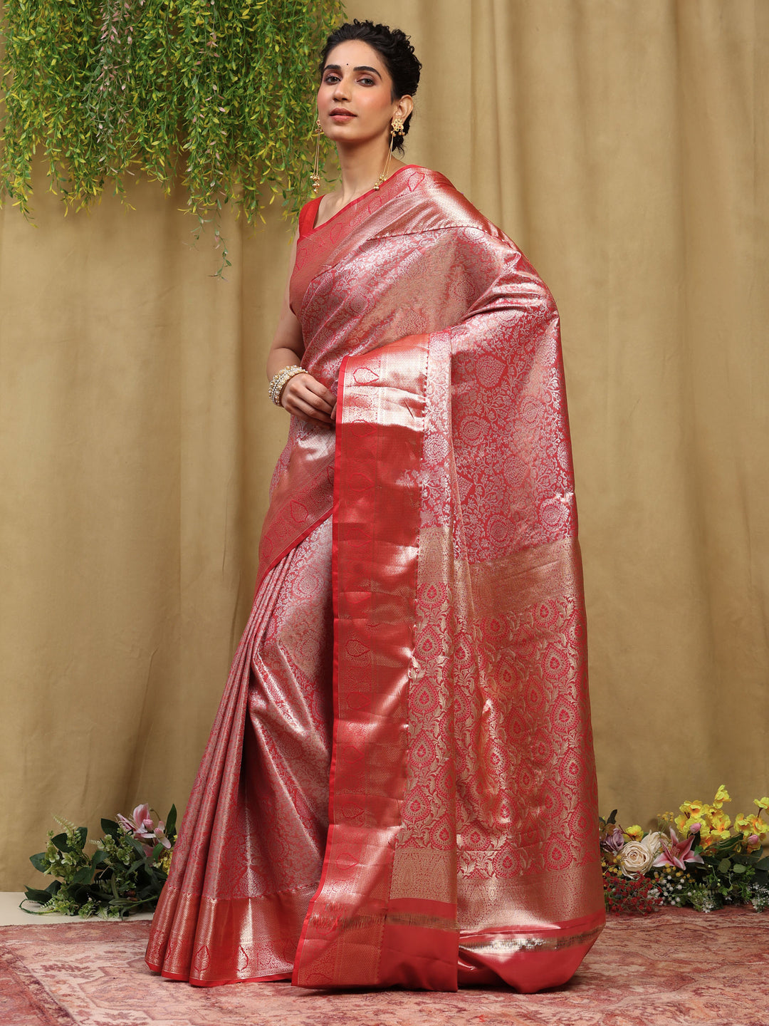 Rust Kalamkari Woven Design Art Silk Saree