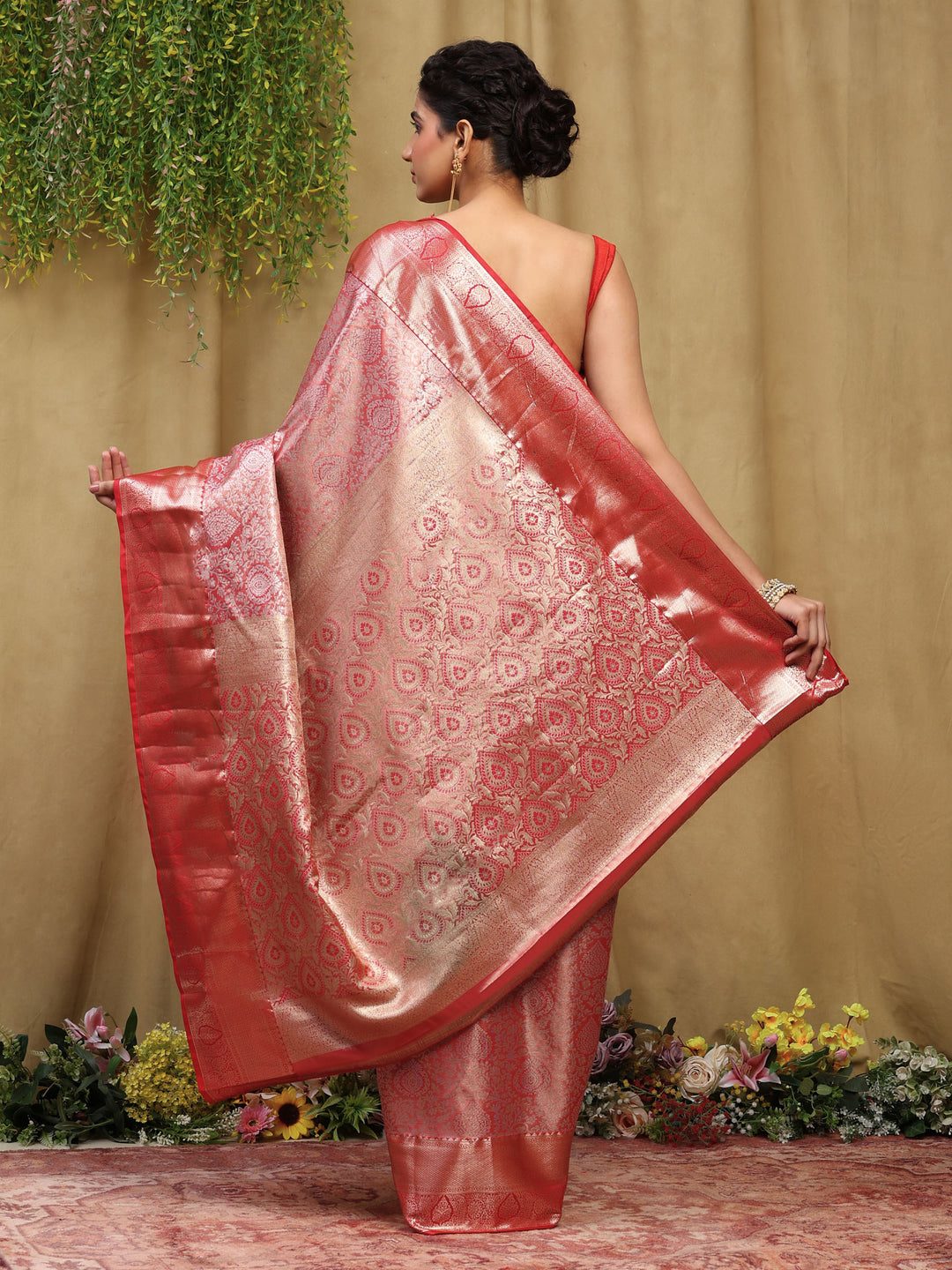 Rust Kalamkari Woven Design Art Silk Saree