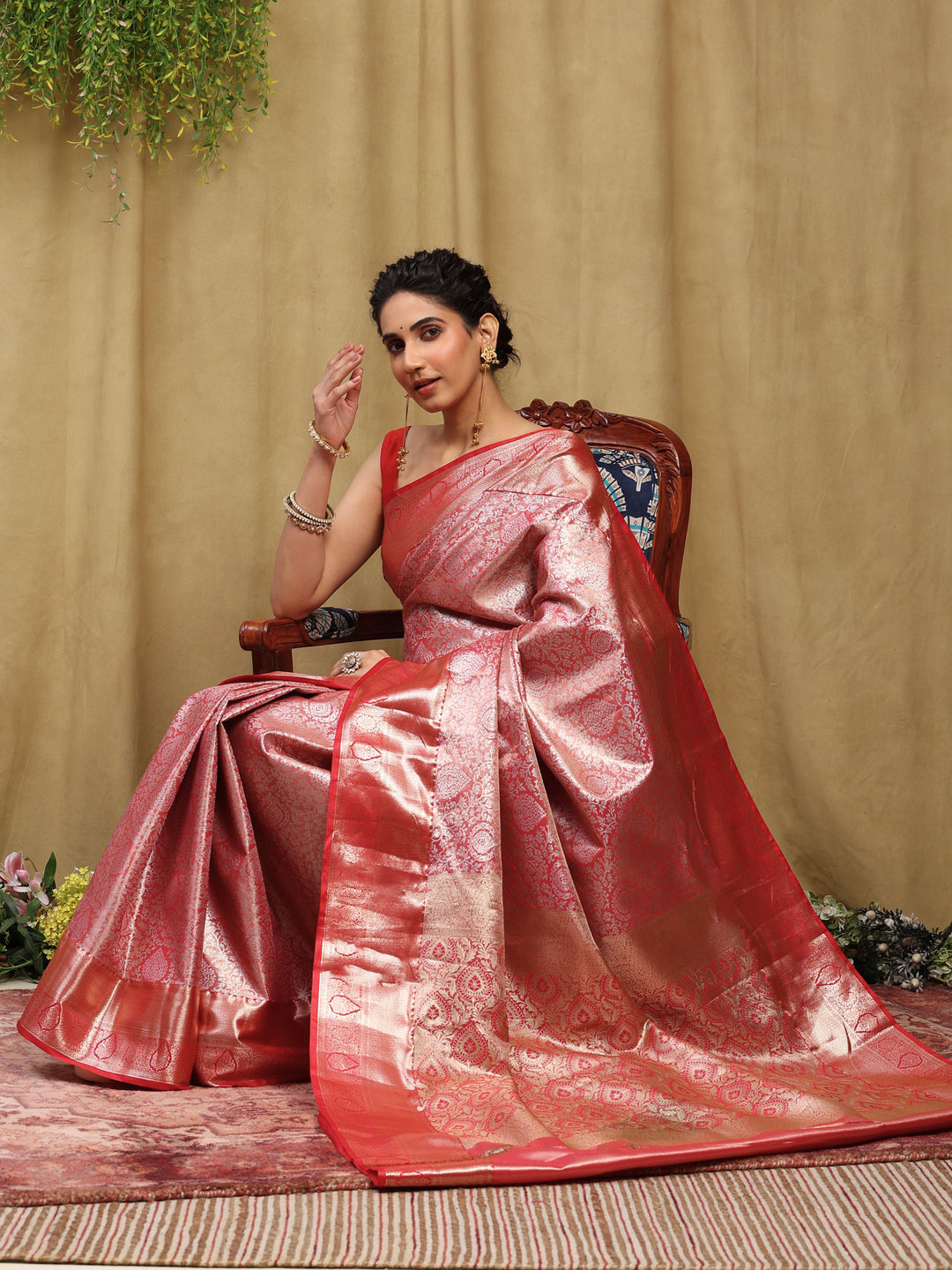 Rust Kalamkari Woven Design Art Silk Saree