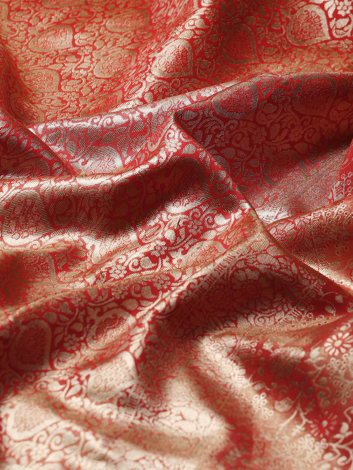 Rust Kalamkari Woven Design Art Silk Saree