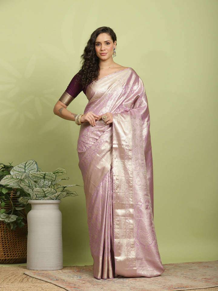 Lavender Woven Design Art Silk Saree