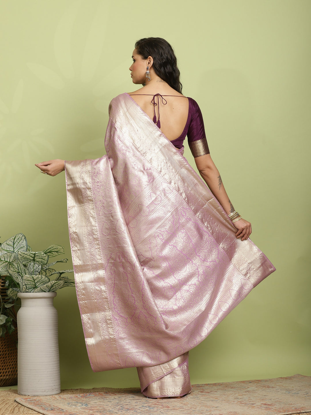 Lavender Woven Design Art Silk Saree