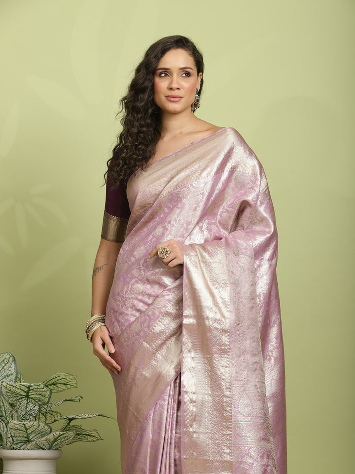 Lavender Woven Design Art Silk Saree