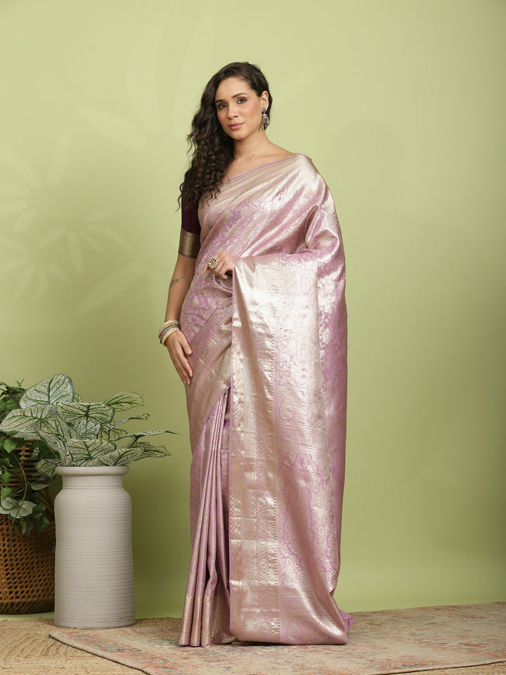 Lavender Woven Design Art Silk Saree