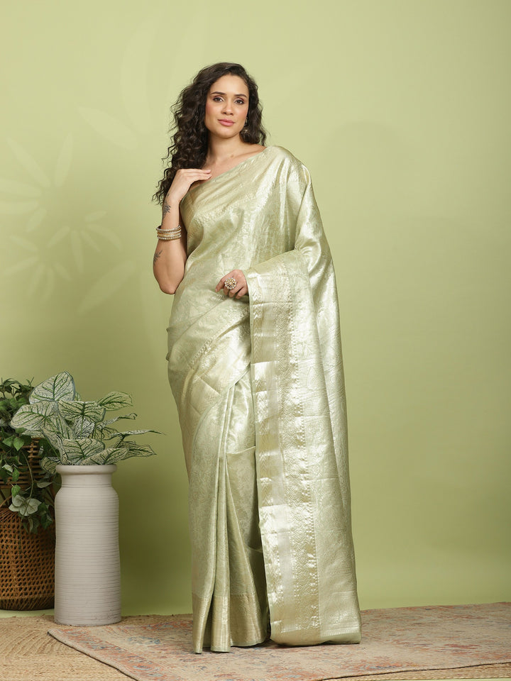 Pista Green Woven Design Art Silk Saree