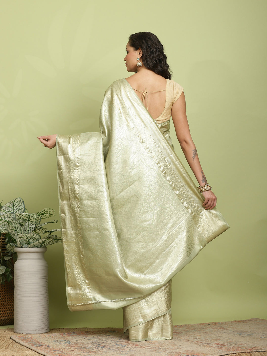 Pista Green Woven Design Art Silk Saree