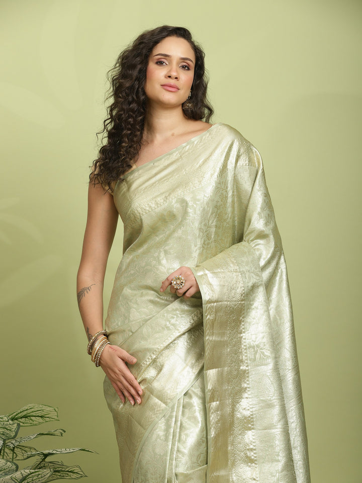Pista Green Woven Design Art Silk Saree