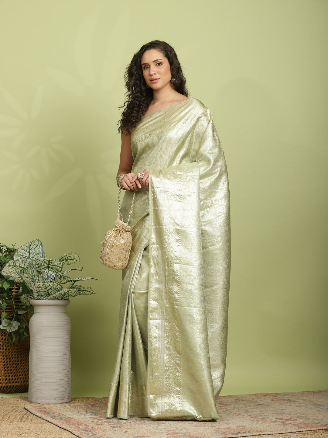 Pista Green Woven Design Art Silk Saree