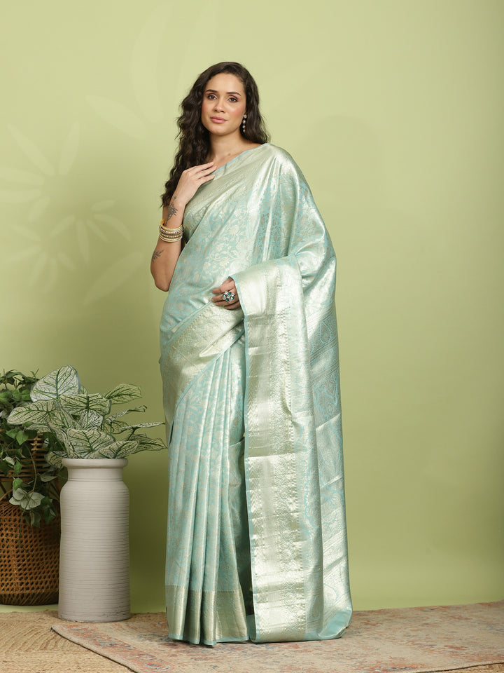 Sea Green Woven Design Art Silk Saree