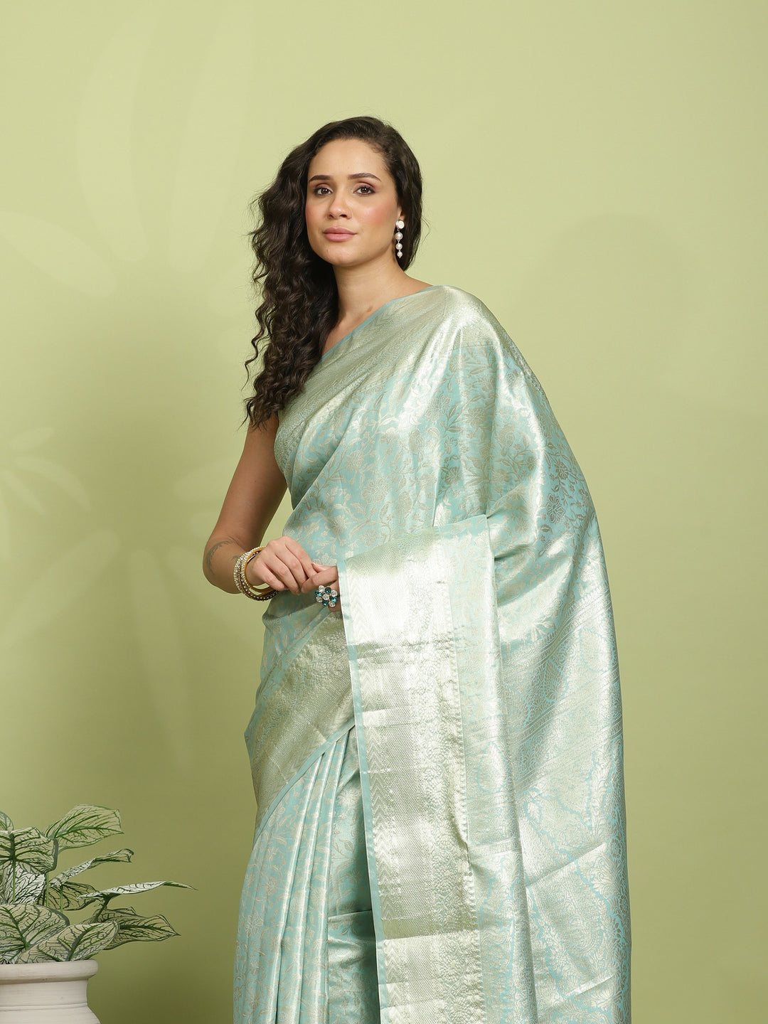 Sea Green Woven Design Art Silk Saree