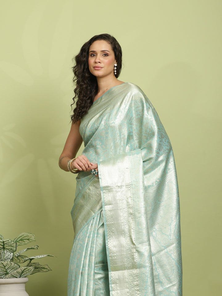 Sea Green Woven Design Art Silk Saree