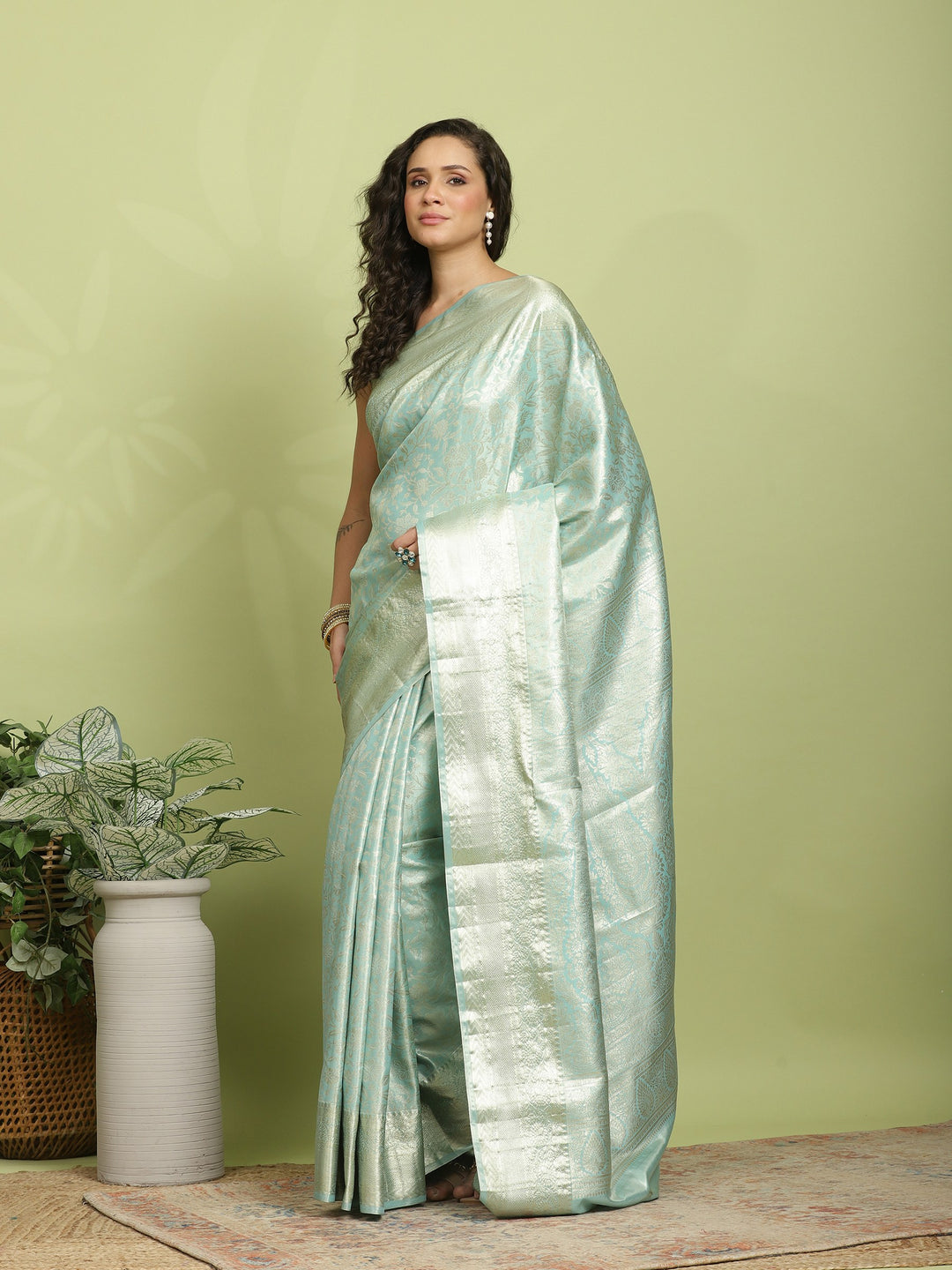 Sea Green Woven Design Art Silk Saree