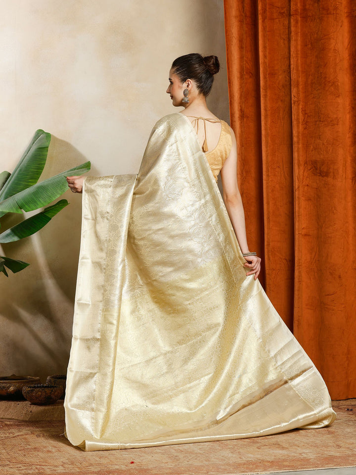 Beige Kalamkari Woven Design Art Silk Saree