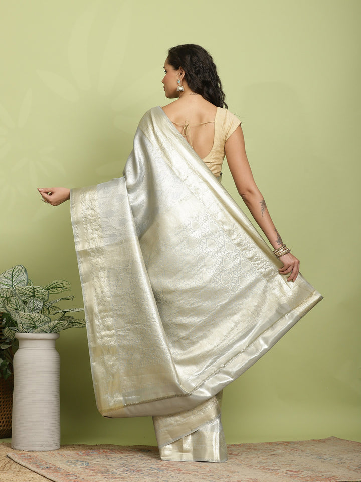 Grey Woven Design Art Silk Saree