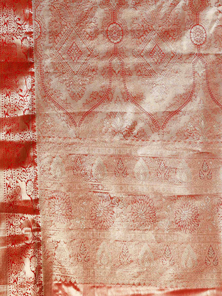 Rust Kalamkari Woven Design Art Silk Saree