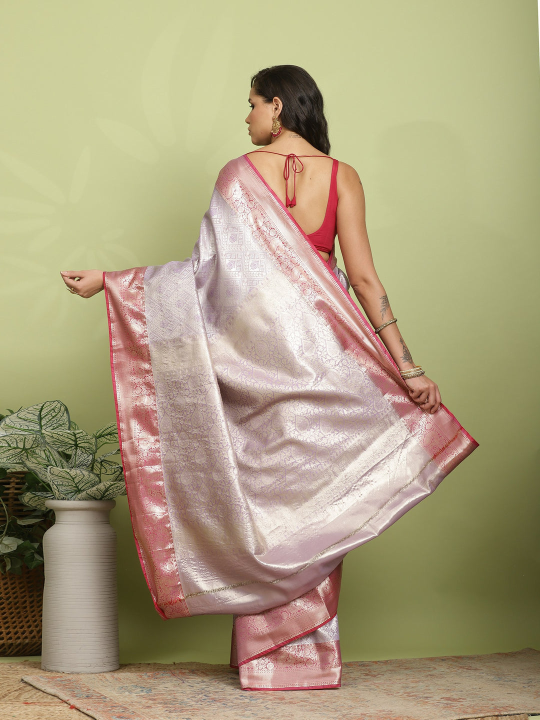 Lavender Woven Design Art Silk Saree