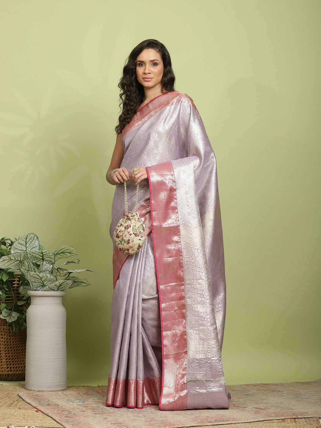 Lavender Woven Design Art Silk Saree