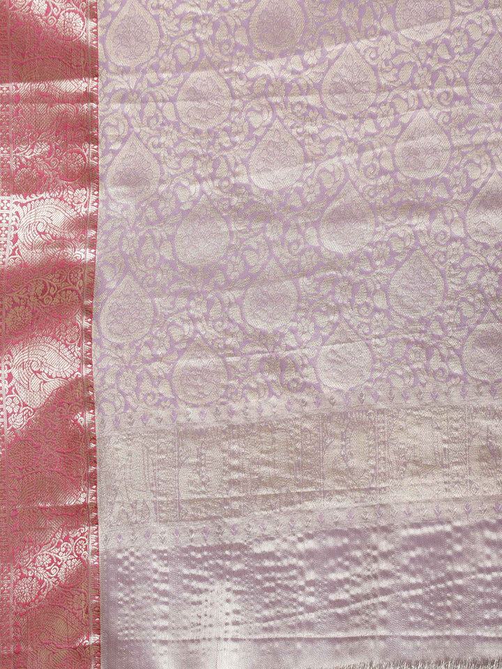 Lavender Woven Design Art Silk Saree