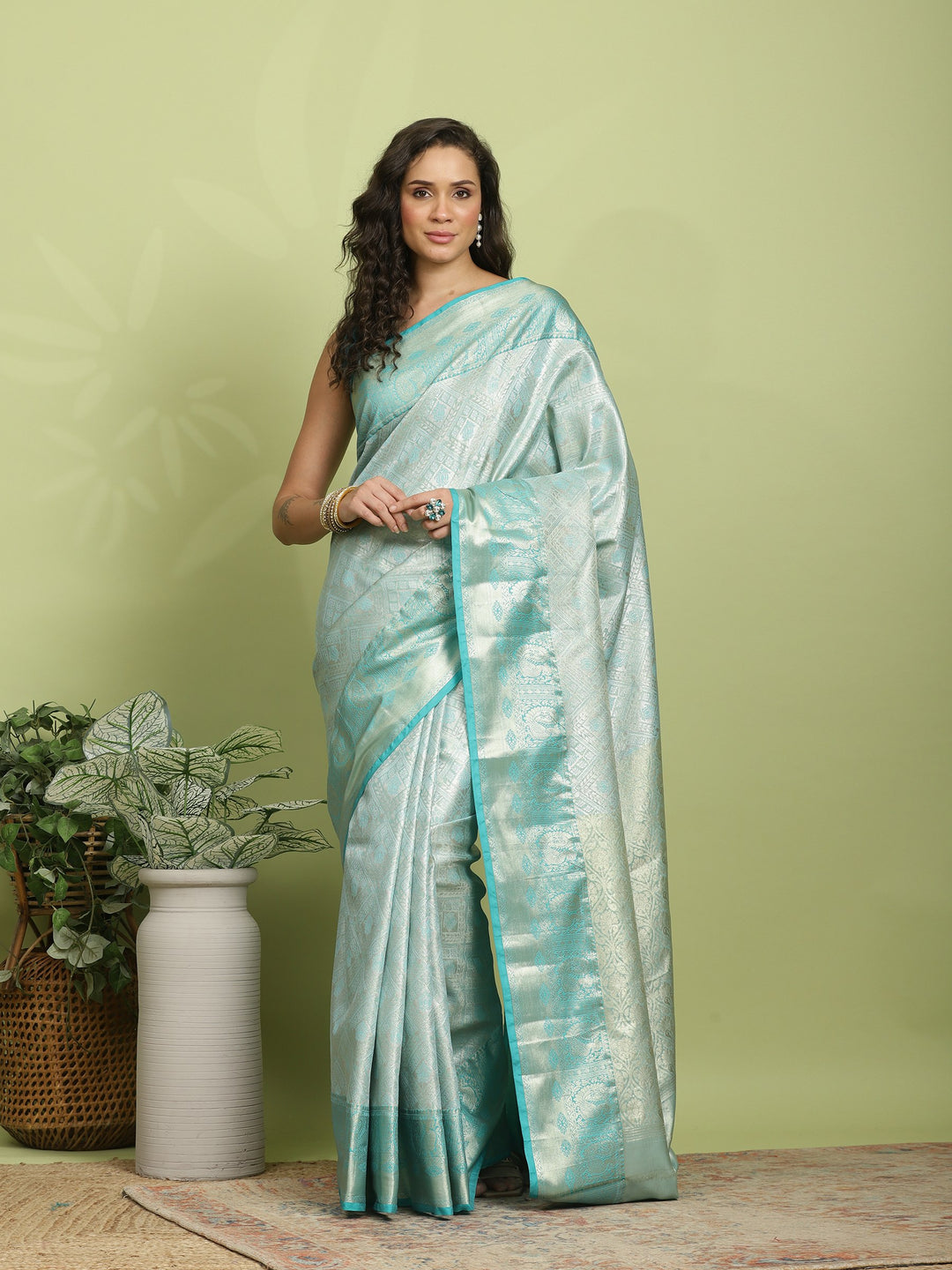 Sea Green Woven Design Art Silk Saree