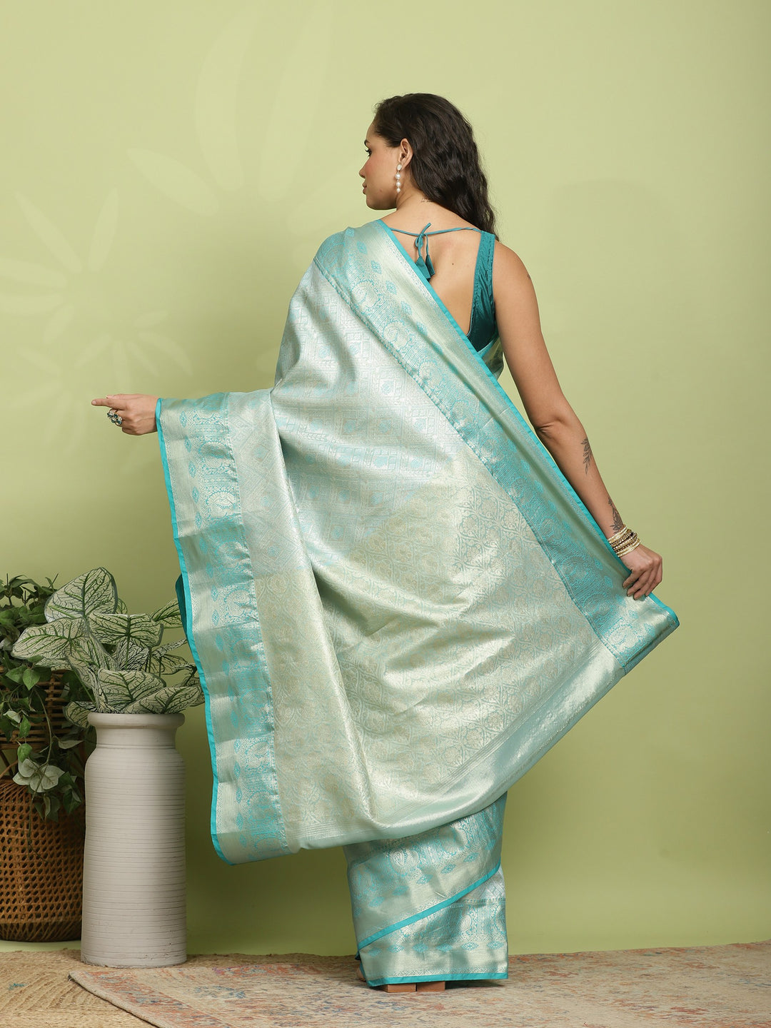 Sea Green Woven Design Art Silk Saree